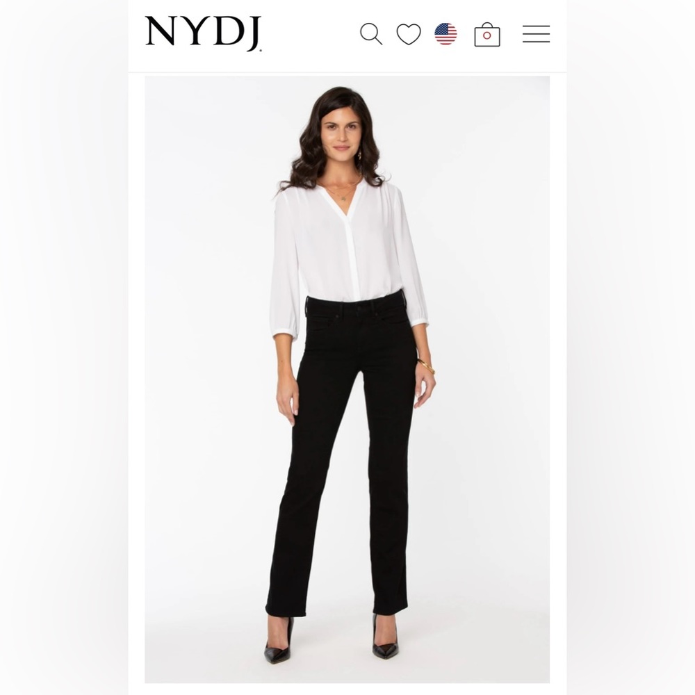 NYDJ Marilyn Straight Petite Jeans - Black Size 4P